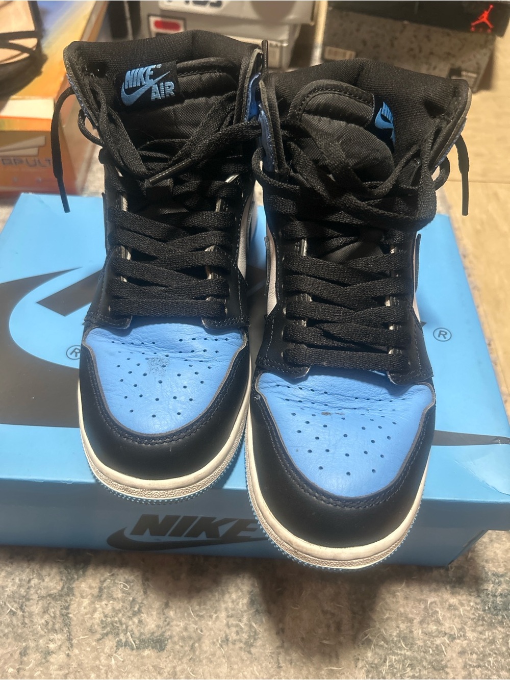 Nike Kids High-Top Sneakers in Black and Light Blue